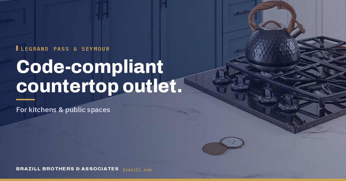 Code-compliant countertop outlet: For kitchens & public spaces